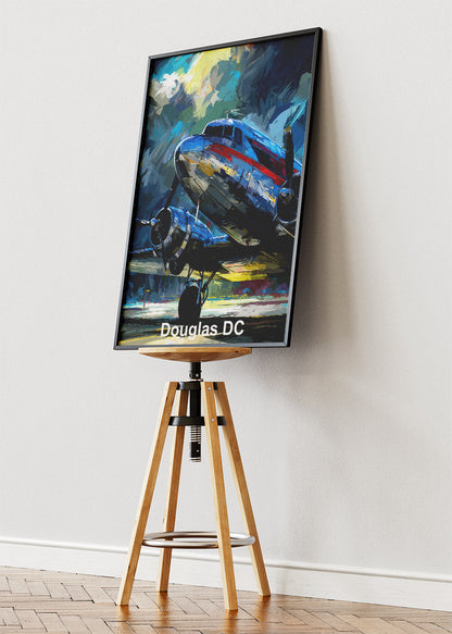 Douglas DC Vintage Aircraft Poster & Canvas Print – Classic Propeller Plane Art – Aiprintlab