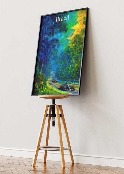 Brazil Formula One Forest Circuit Poster & Canvas | Cinematic Motorsport Wall Art