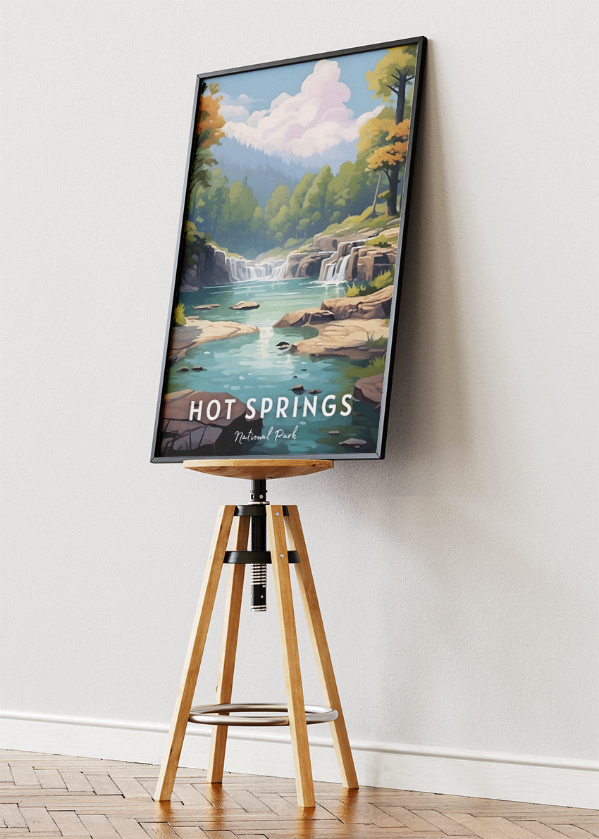 Hot Springs National Park Poster & Canvas Print – Scenic Waterfalls Arkansas Nature Wall Art