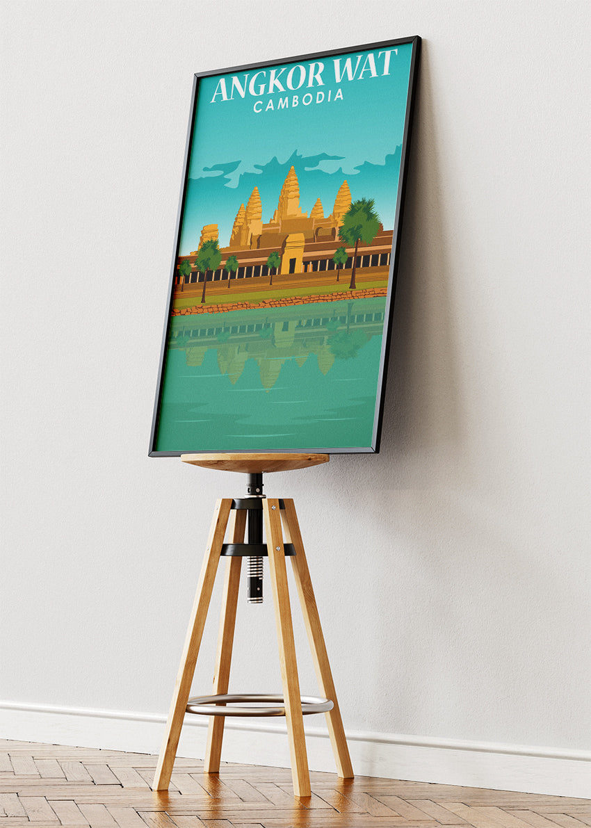 Angkor Wat Cambodia Travel Poster & Canvas Print – Temple Wall Art