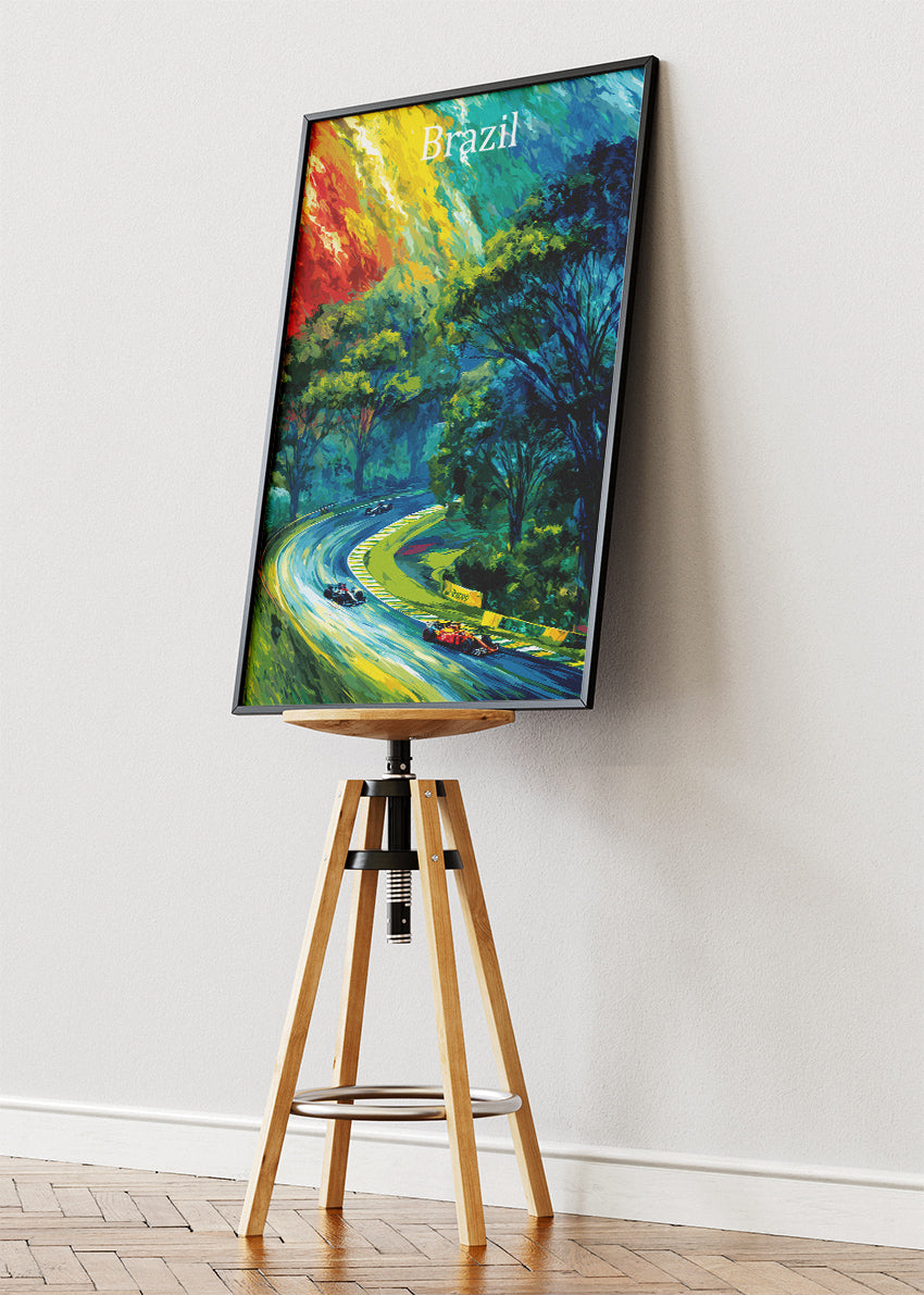 Brazil Formula One Forest Circuit Poster & Canvas | Vibrant Motorsport Wall Art
