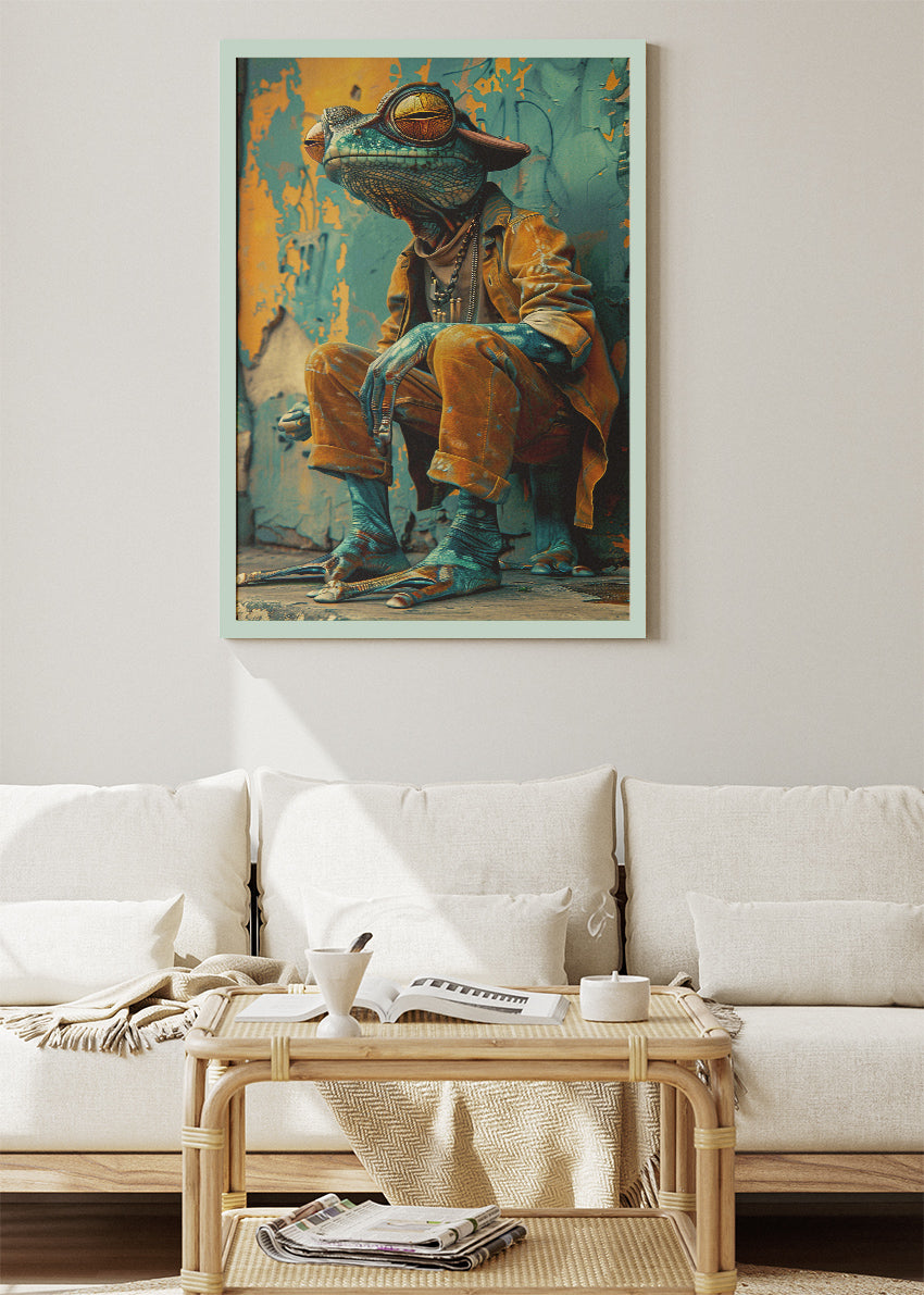 Urban Frog Character Poster & Canvas Print – Colourful Street Art Style