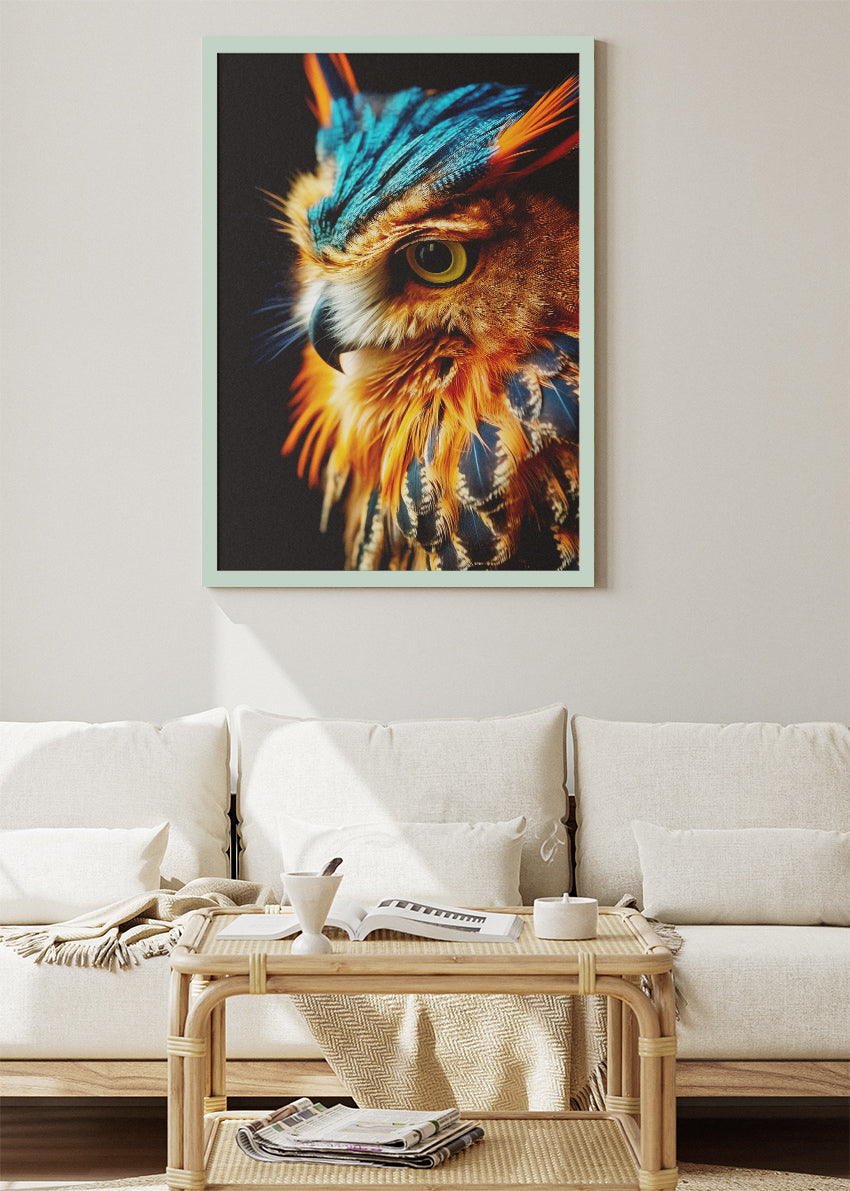 Vibrant Owl Portrait Wildlife Canvas & Poster Print – AI PRINT LAB