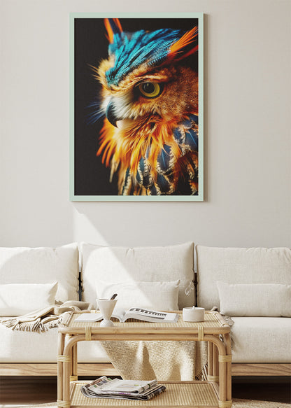 Vibrant Owl Portrait Wildlife Canvas & Poster Print – AI PRINT LAB