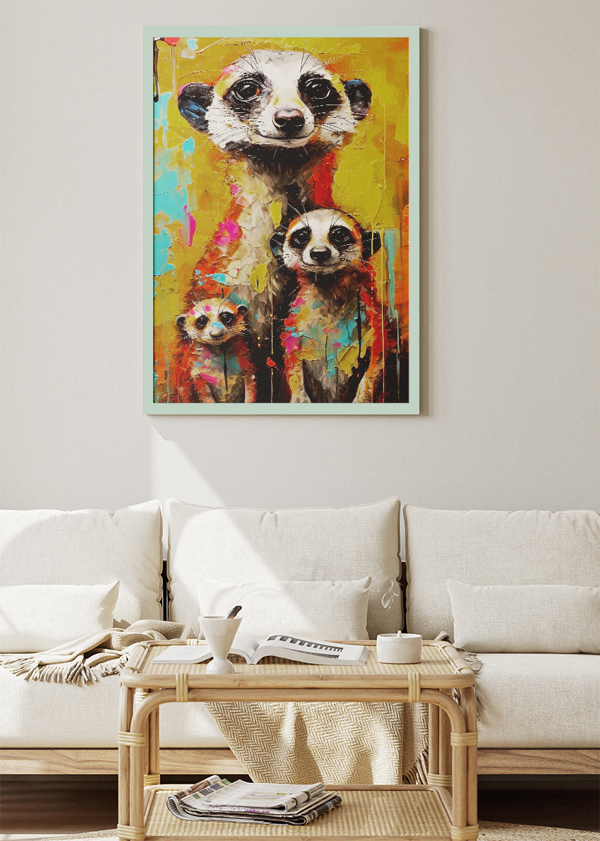 Colorful Meerkat Family Pop Art Canvas & Poster Print – AI PRINT LAB