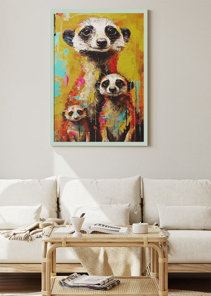 Colorful Meerkat Family Pop Art Canvas & Poster Print – AI PRINT LAB