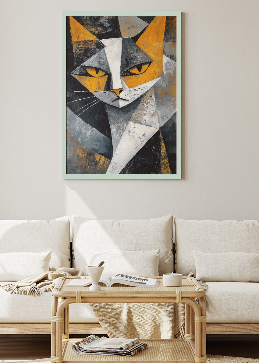 Modern Geometric Cat Abstract Canvas & Poster Print – AI PRINT LAB