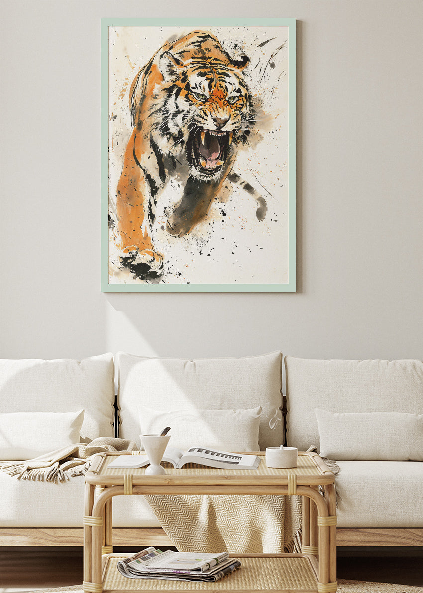 Fierce Tiger Ink Splash Canvas & Poster Print – AI PRINT LAB