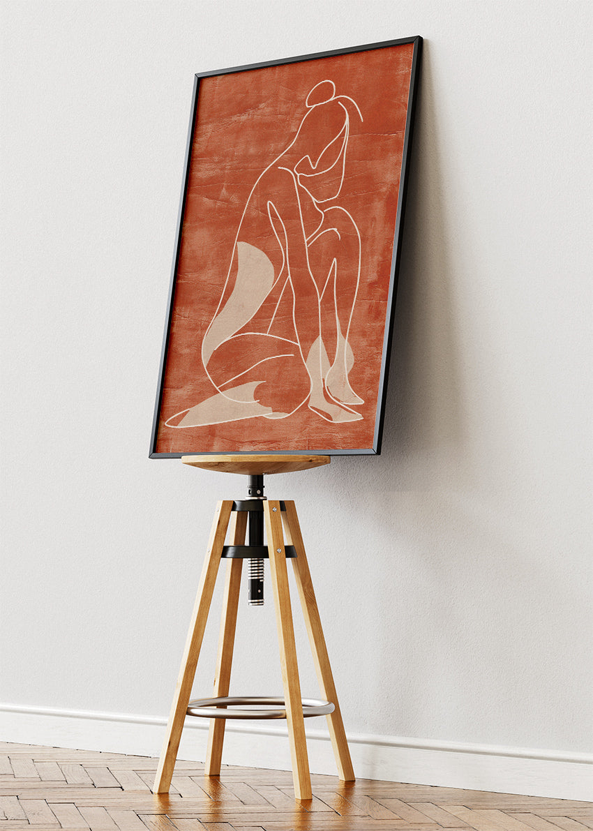 Terracotta Minimalist Figure Canvas & Poster Print – AI PRINT LAB