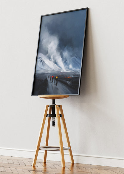 Frozen Frontier Cycling Art Print & Canvas – Riders Into the Storm