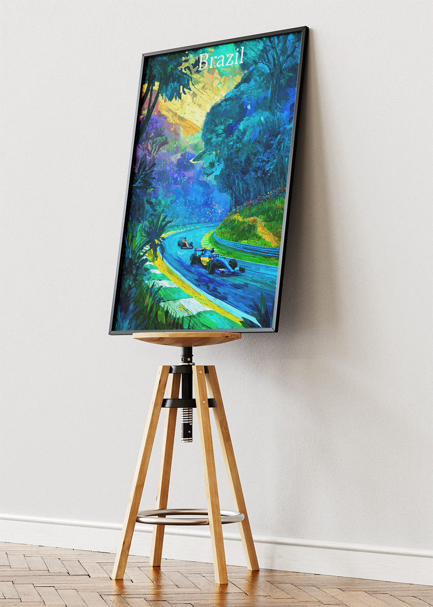 Brazil Formula One Forest Circuit Poster & Canvas | Cinematic Motorsport Wall Art