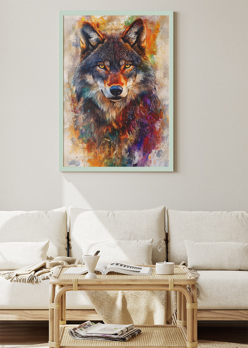 Colorful Wolf Portrait Canvas & Poster Print – AI PRINT LAB