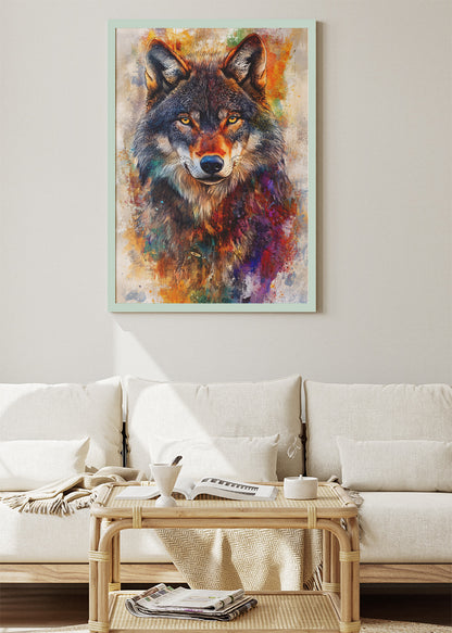 Colorful Wolf Portrait Canvas & Poster Print – AI PRINT LAB