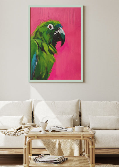 Colorful Green Parrot Pop Art Canvas & Poster Print – AI PRINT LAB