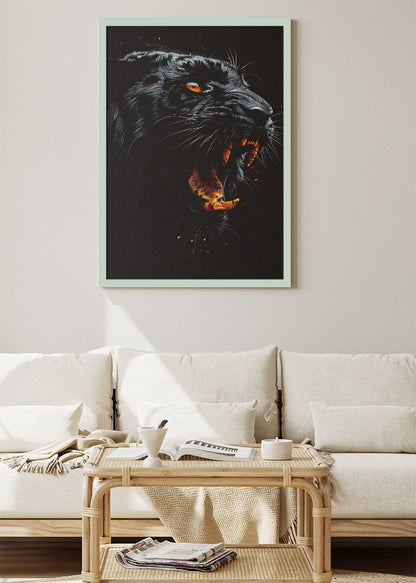 Black Panther Fire Roar Canvas & Poster Print – AI PRINT LAB
