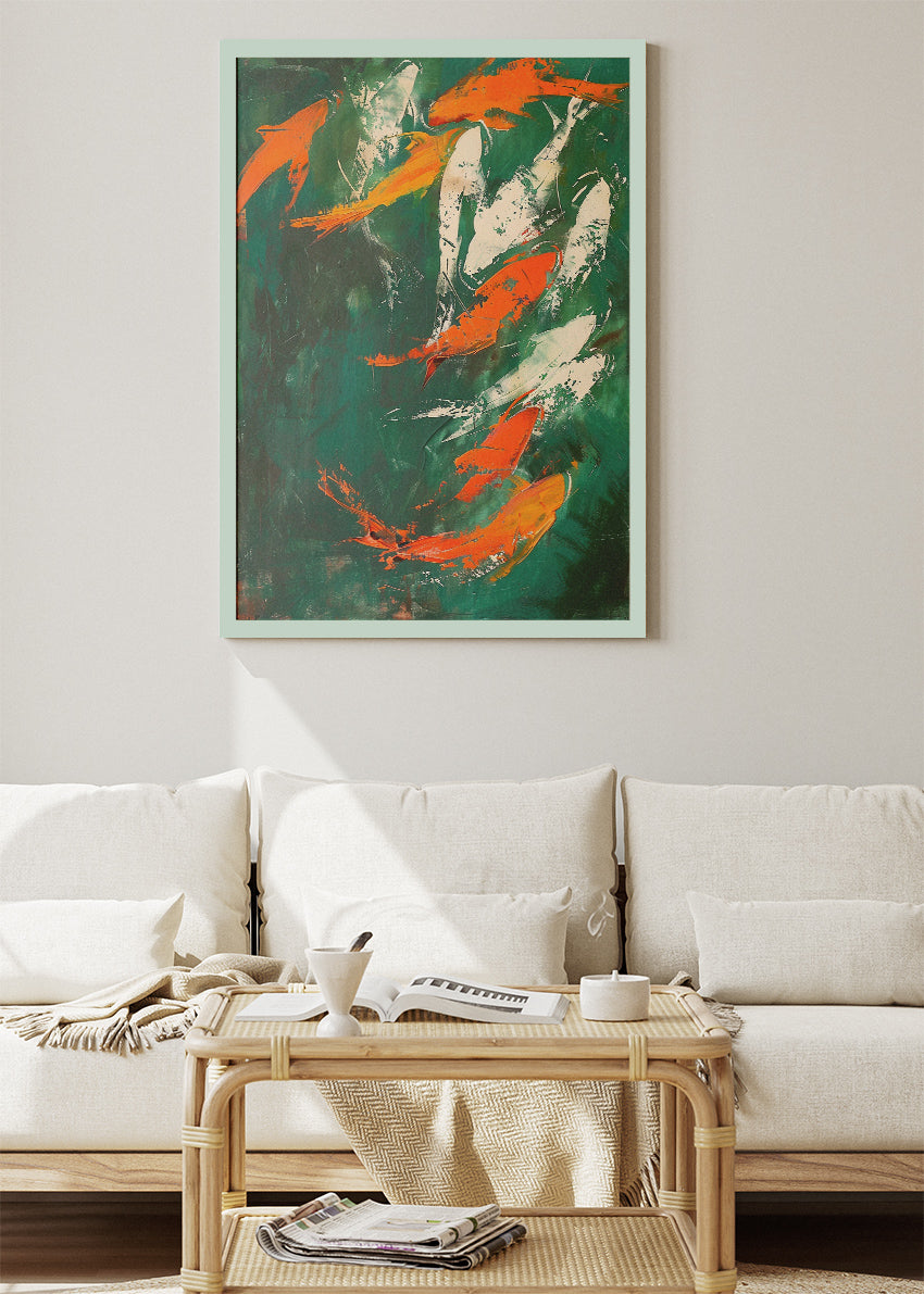 Abstract Koi Fish Painting Canvas & Poster Print – AI PRINT LAB