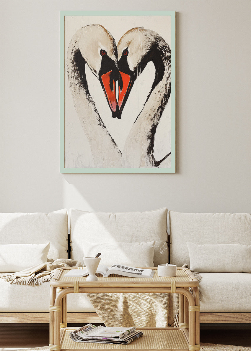 Elegant Swan Love Canvas & Poster Print – AI PRINT LAB