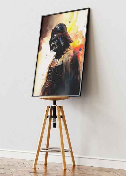 Darth Vader – Cinematic Watercolor Portrait Canvas & Poster Print – AI PRINT LAB
