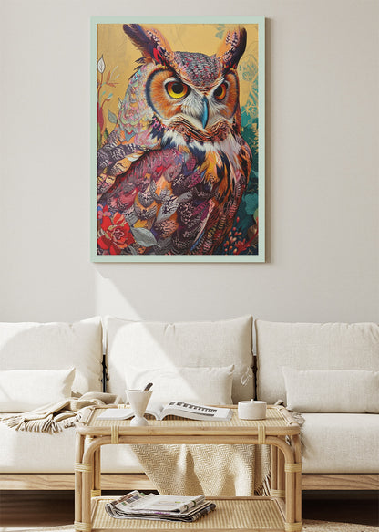Colorful Ornate Owl Canvas & Poster Print – AI PRINT LAB