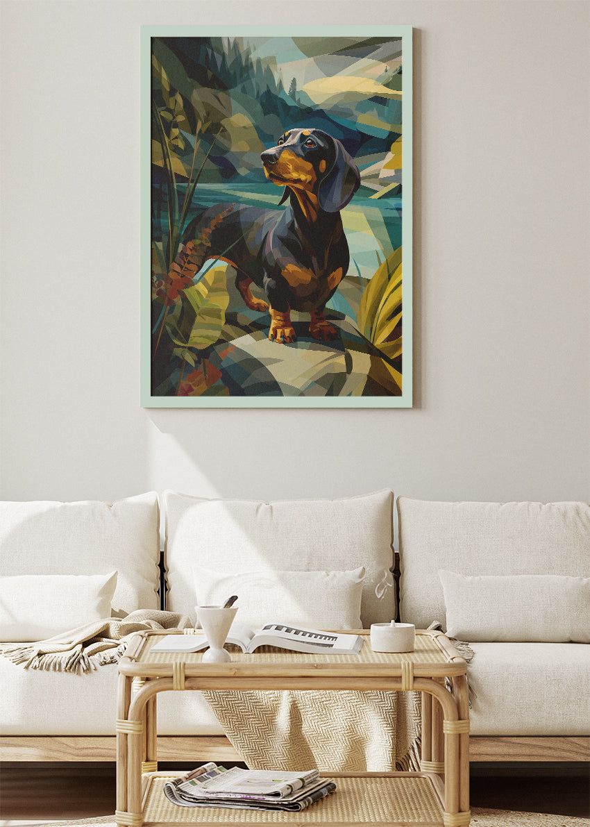 Geometric Dachshund Nature Canvas & Poster Print – AI PRINT LAB