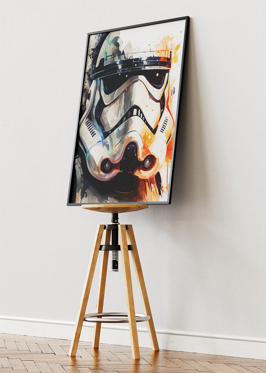 Stormtrooper – Watercolor Sci-Fi Helmet Canvas & Poster Print – AI PRINT LAB