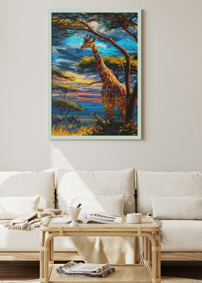 African Giraffe Sunset Canvas & Poster Print – AI PRINT LAB