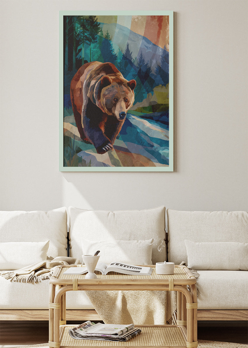 Majestic Brown Bear Forest Canvas & Poster Print – AI PRINT LAB