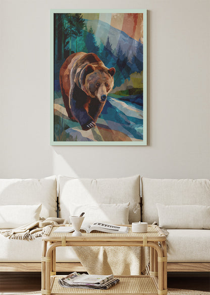 Majestic Brown Bear Forest Canvas & Poster Print – AI PRINT LAB