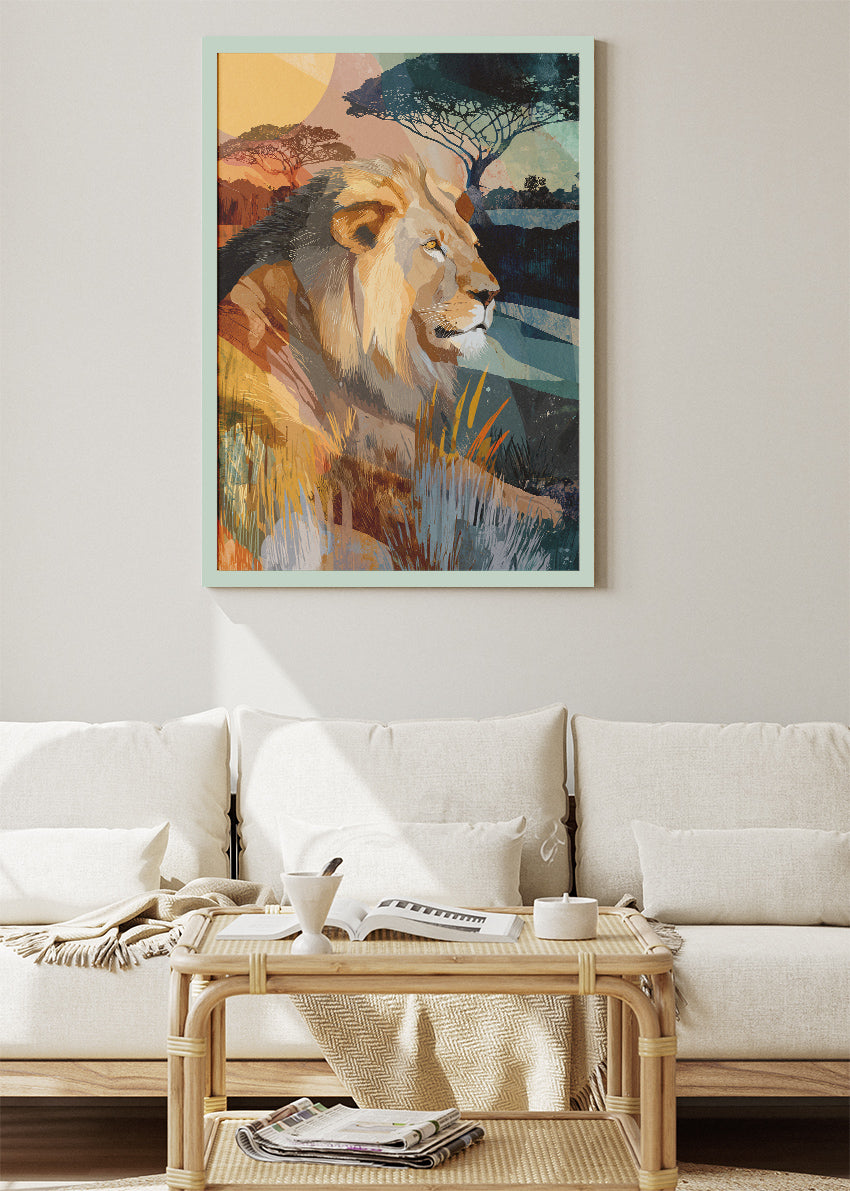 African Lion Savannah Canvas & Poster Print – AI PRINT LAB