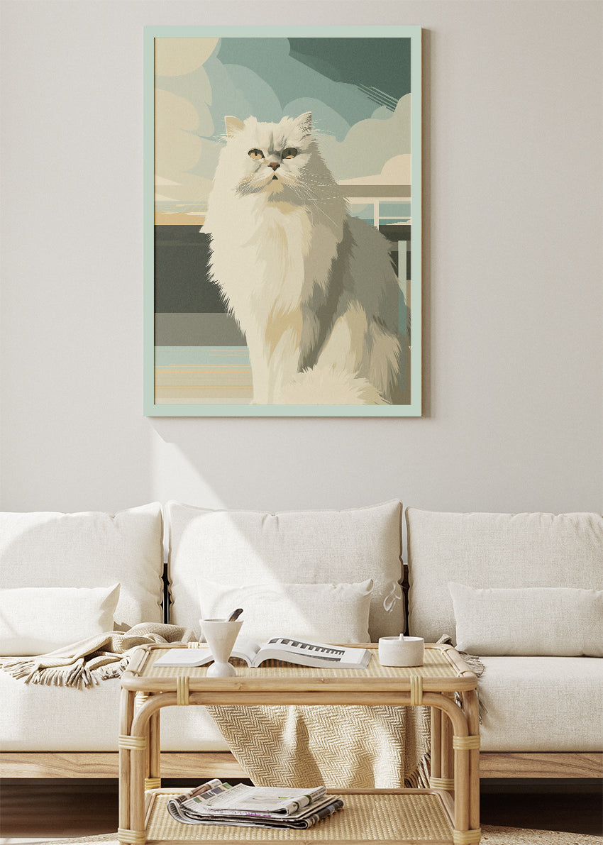 Elegant Persian Cat Minimal Canvas & Poster Print – AI PRINT LAB