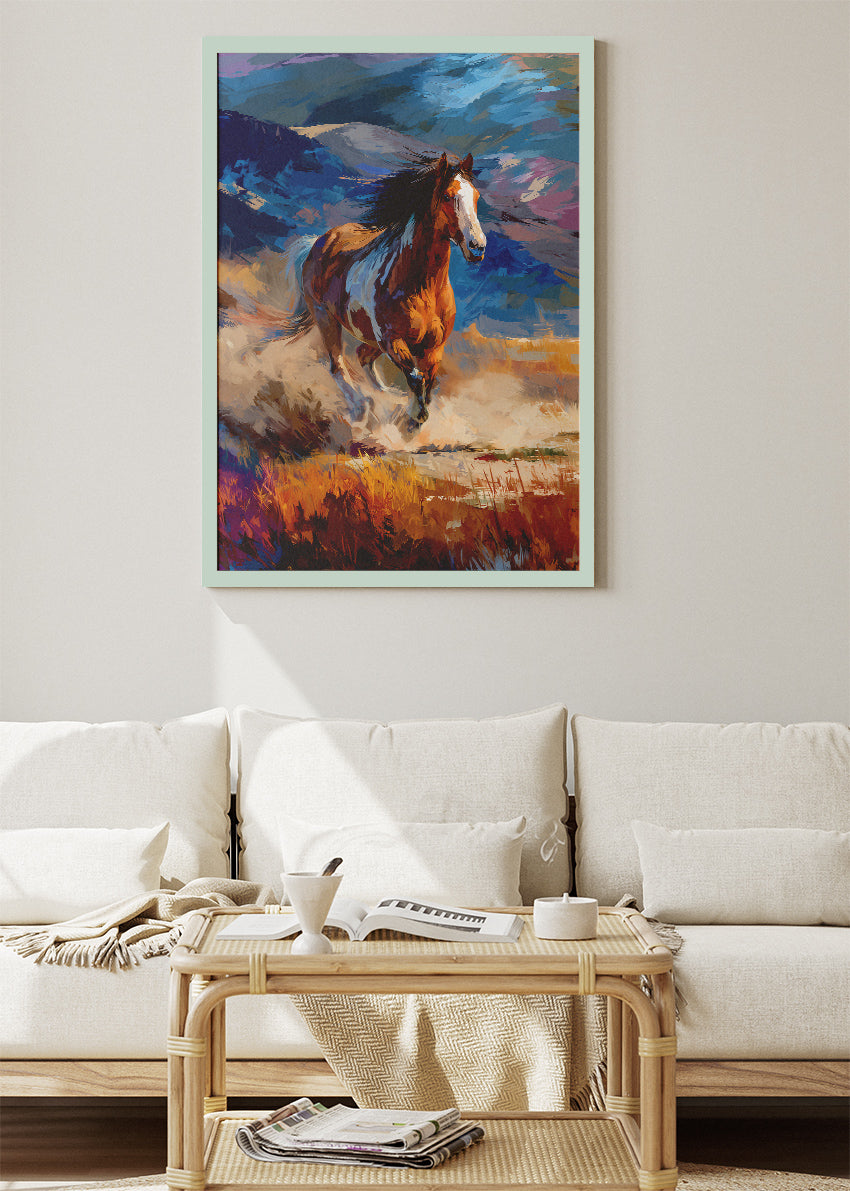 Wild Running Horse Mountain Canvas & Poster Print – AI PRINT LAB