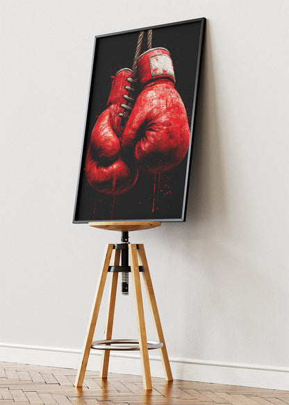 Hanging Boxing Gloves Poster & Canvas Art Print – Grit, Power, and Fight Spirit Wall Art