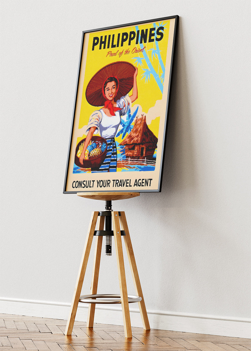 Philippines Vintage Poster & Canvas Print – Retro Pearl of the Orient Travel Art