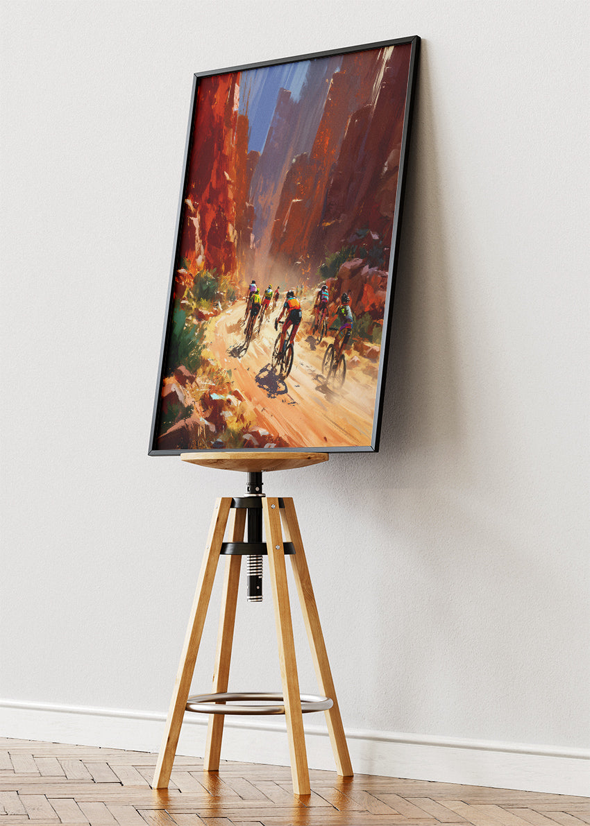 Canyon Cycling Art Print & Canvas – Dynamic Group Cycling Wall Art