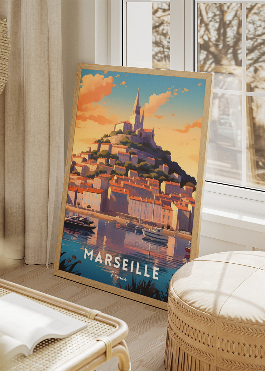 Marseille France Poster & Canvas Print – Vintage Coastal Cityscape Art