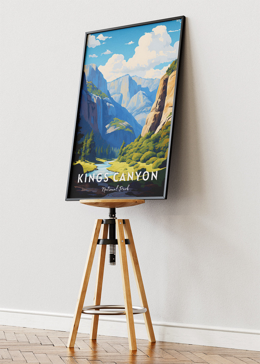 Kings Canyon National Park Poster & Canvas Print – Mountain Landscape Illustration Wall Art