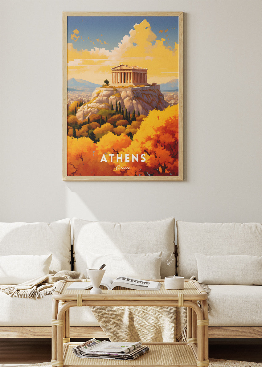 Athens Greece Poster & Canvas Print – Vintage Acropolis Autumn Art