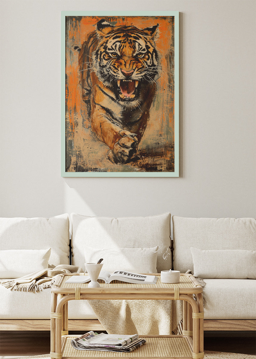 Roaring Tiger Vintage Grunge Canvas & Poster Print – AI PRINT LAB