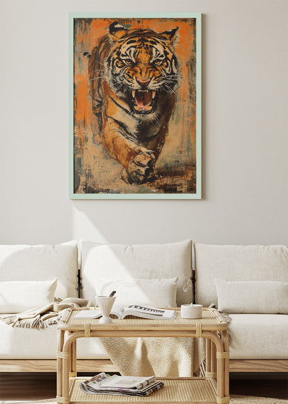 Roaring Tiger Vintage Grunge Canvas & Poster Print – AI PRINT LAB