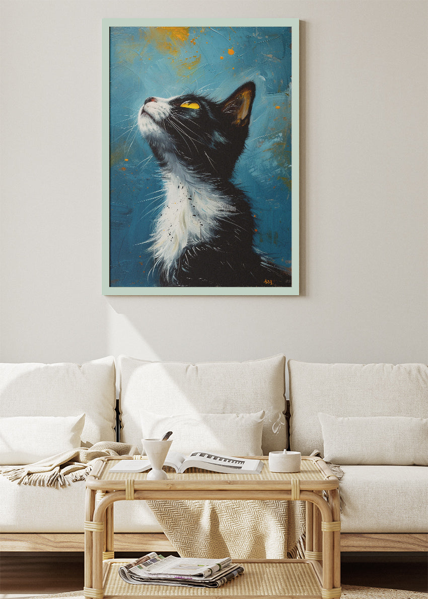 Elegant Tuxedo Cat Art Canvas & Poster Print – AI PRINT LAB