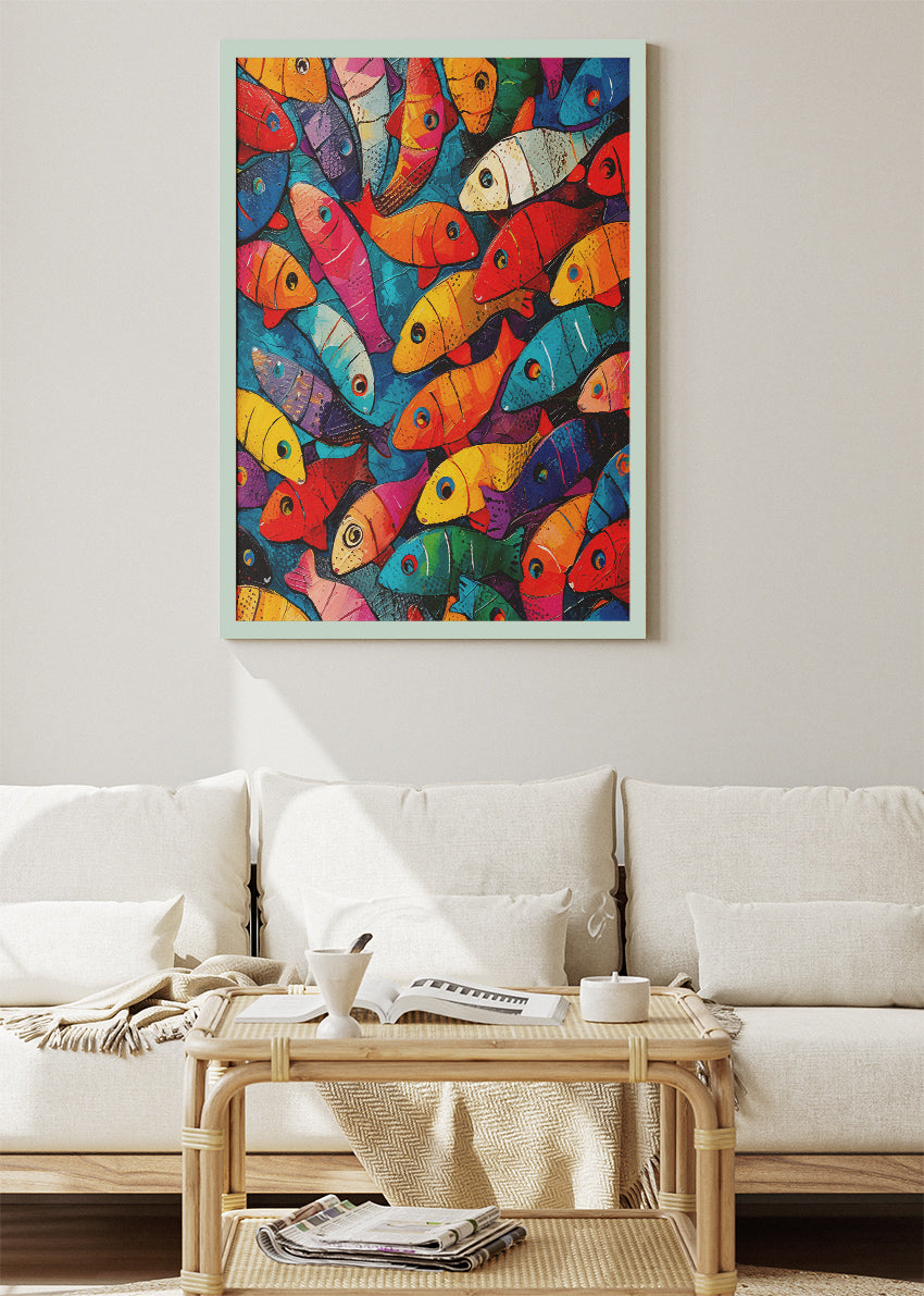Colorful Abstract Fish Canvas Print & Poster – Vibrant Ocean Wall Art – AI PRINT LAB