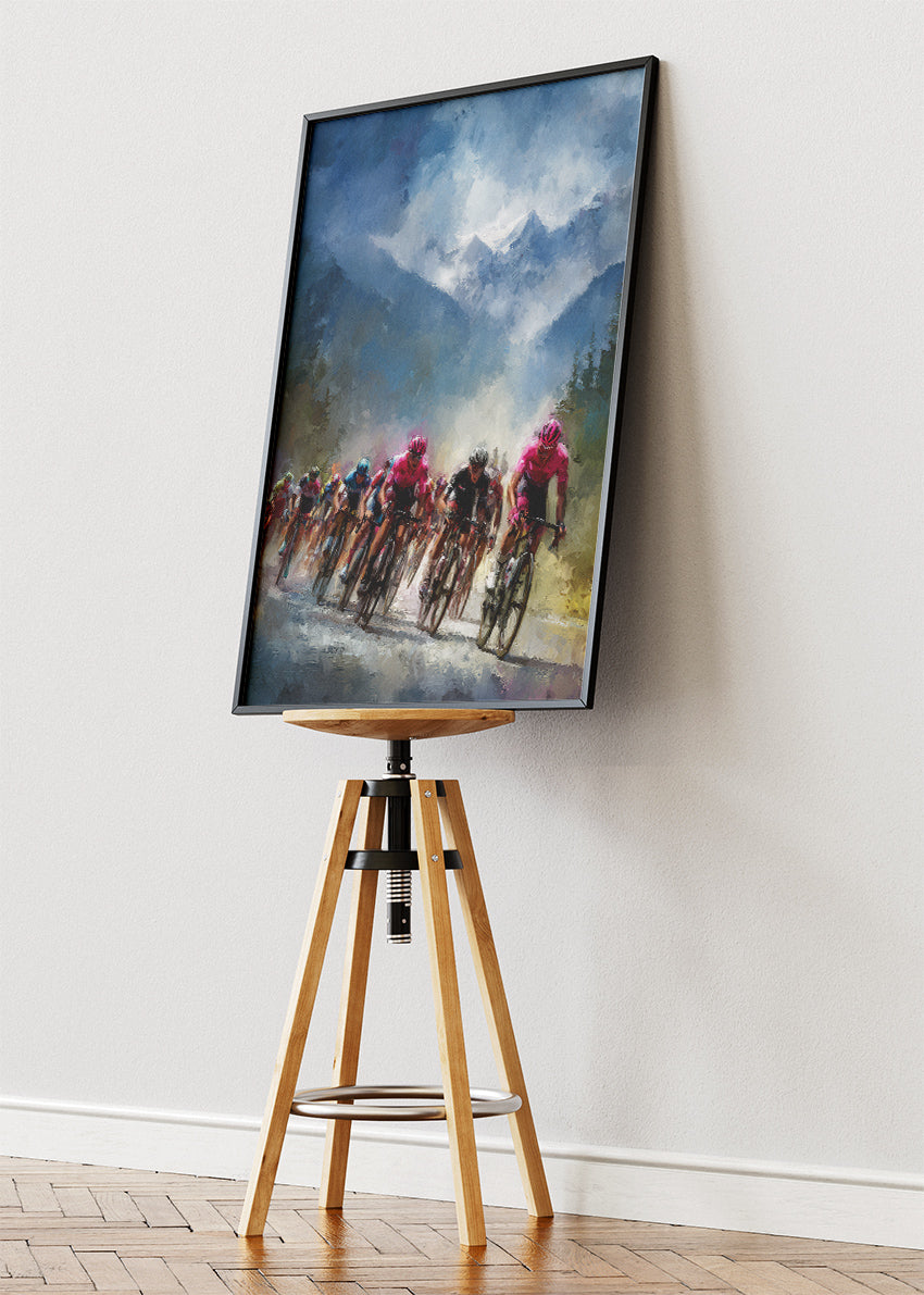 Mountain Peloton Cycling Art Print & Canvas – High Alpine Charge