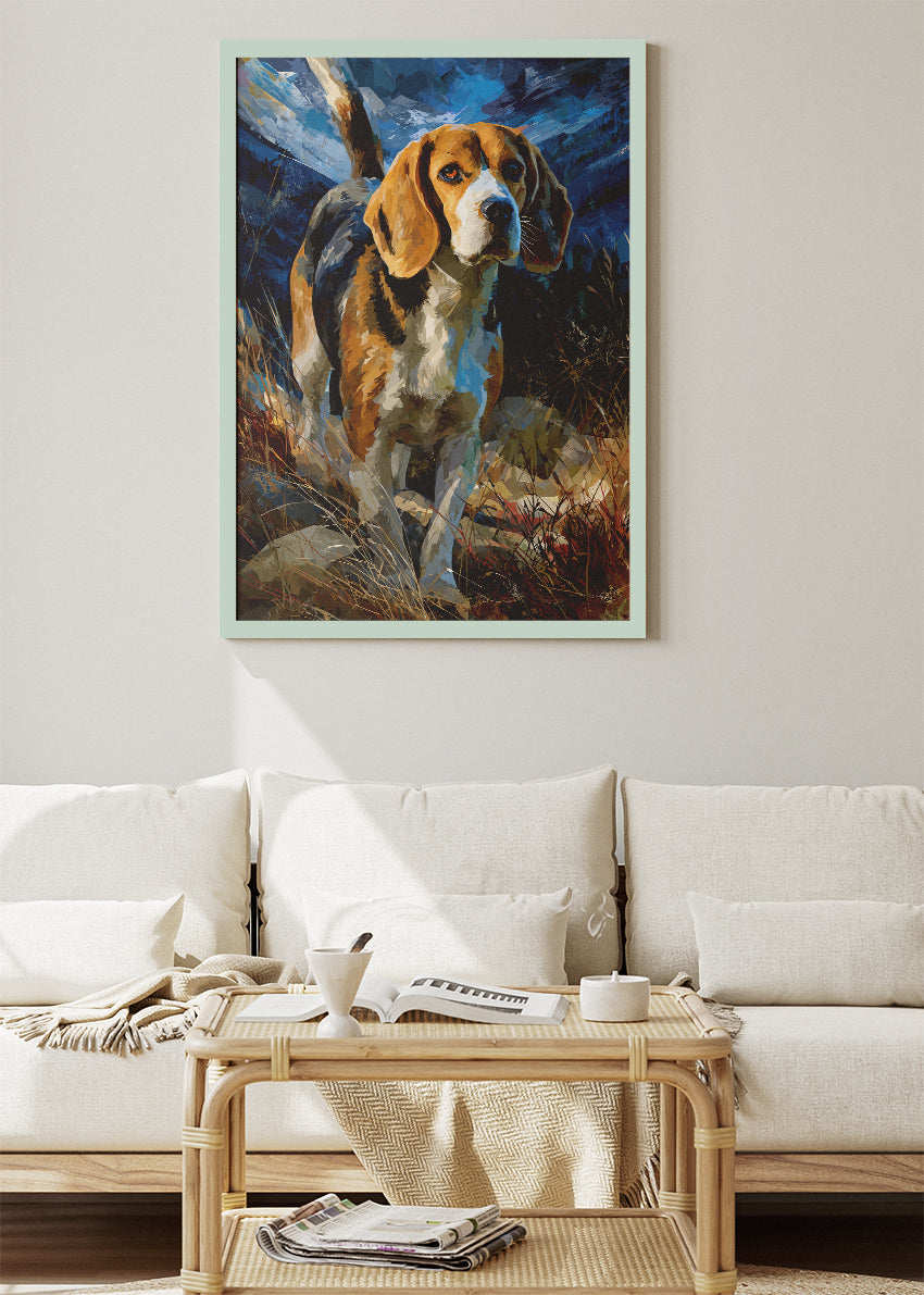 Majestic Beagle Dog Canvas Print & Poster – Expressive Hunting Dog Wall Art – AI PRINT LAB