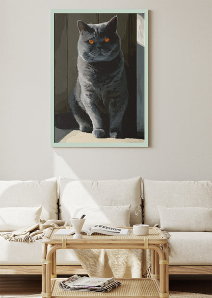 Majestic Grey Cat Canvas Print & Poster – Elegant Cat Wall Art – AI PRINT LAB