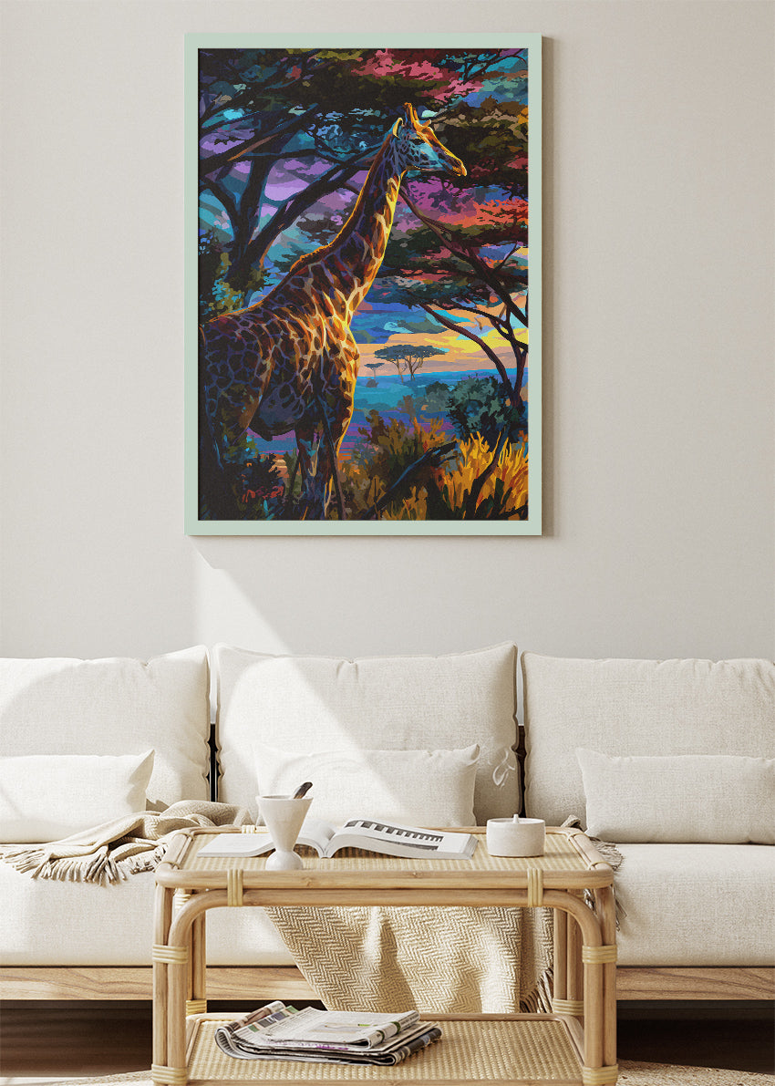 Colorful Safari Giraffe Canvas Print & Poster – Vibrant African Wildlife Wall Art – AI PRINT LAB