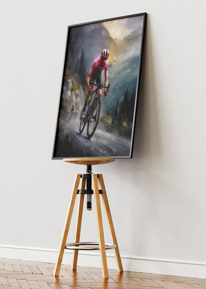 Solo Mountain Breakaway Cycling Art Print & Canvas – The Leader’s Ascent