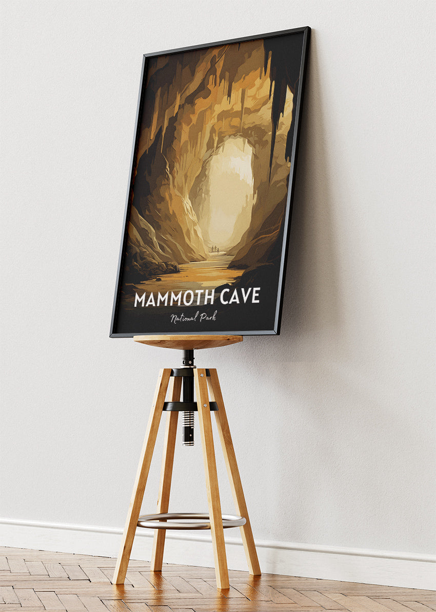 Mammoth Cave National Park Poster & Canvas Print – Illustrated Underground Cavern Wall Art