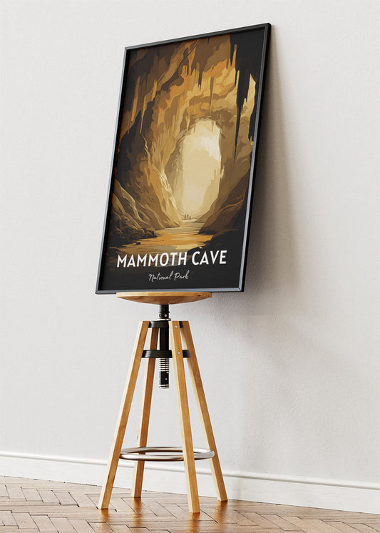 Mammoth Cave National Park Poster & Canvas Print – Illustrated Underground Cavern Wall Art