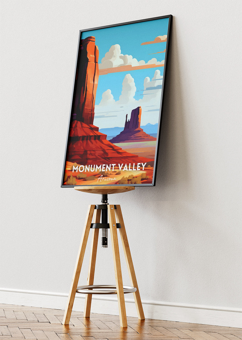 Monument Valley Arizona Poster & Canvas Print – Illustrated Desert Landscape Wall Art