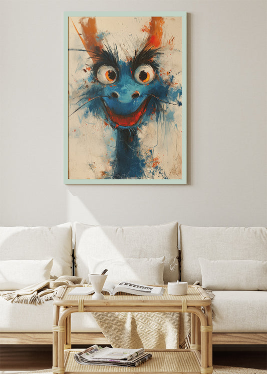 Abstract Blue Dragon Poster & Canvas Print – Expressive Fantasy Wall Art
